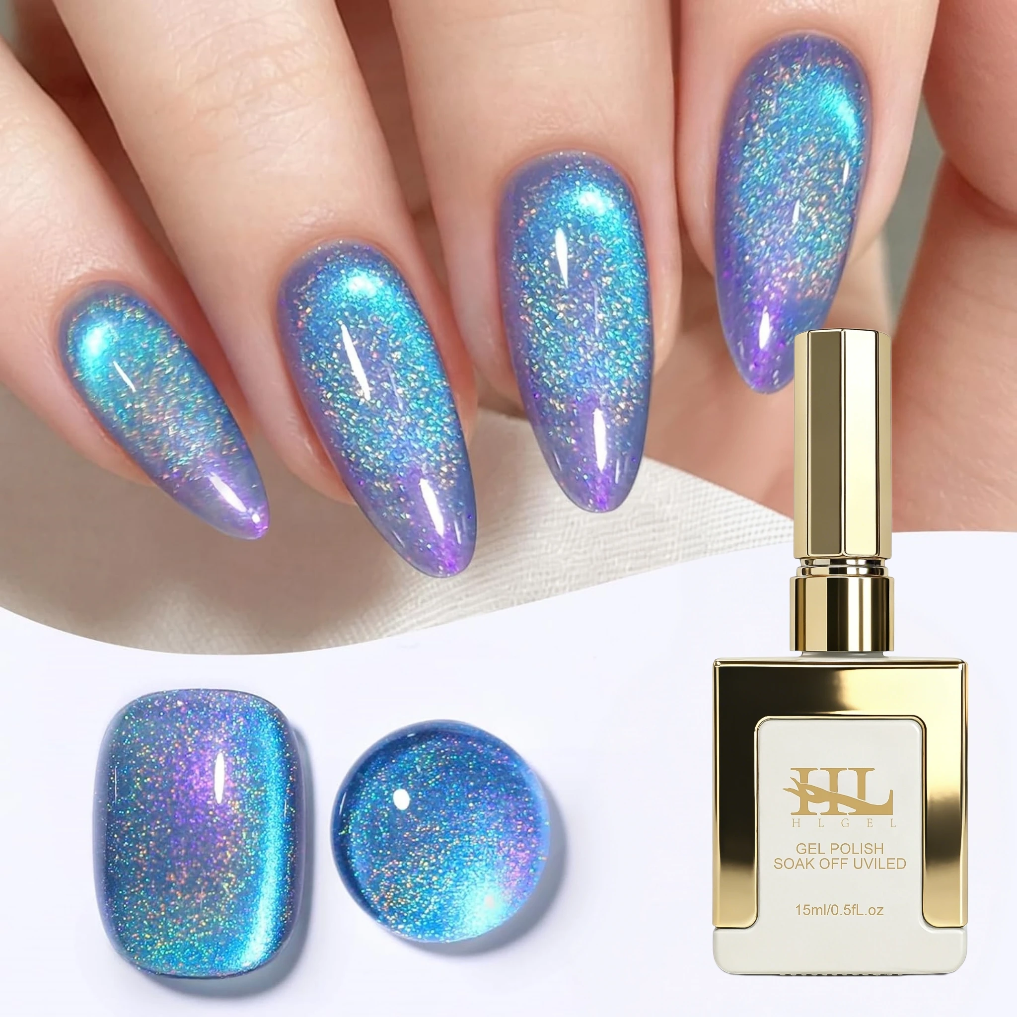 Nail Art Violet - 15ml Blue Purple Holographic Aurora Cat