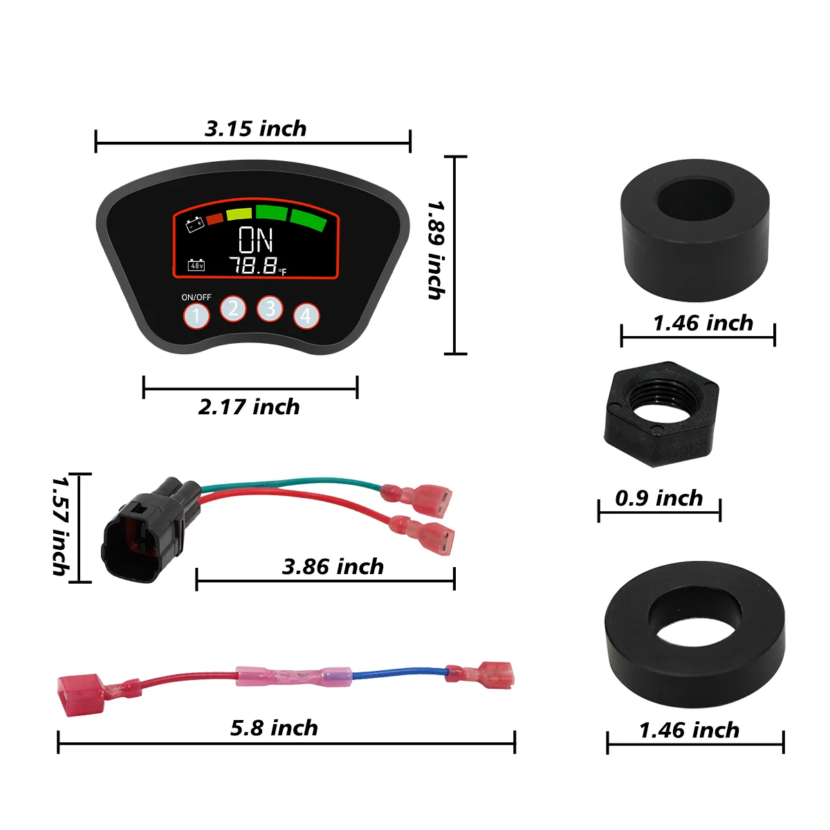 2nd Generation for Auto Meter for Club Car EZGO 36v-48v Golf Cart with One Click Start and LCD Display
