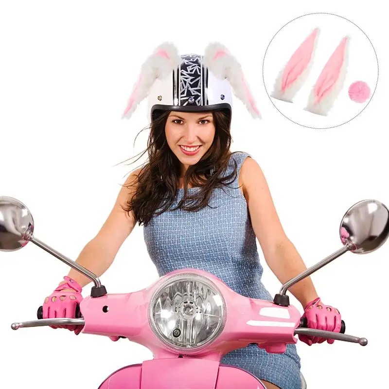 Motorcycle Lovely Helmet Decoration Bunny Ears and Tail Helmet Accessories for Helmet Motorcycle Scooter Bicycle Accessories