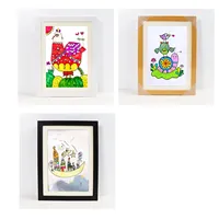 Picture Frames Wooden photo frame table oil painting storage box Kids Art Frames children flip diy photo frame