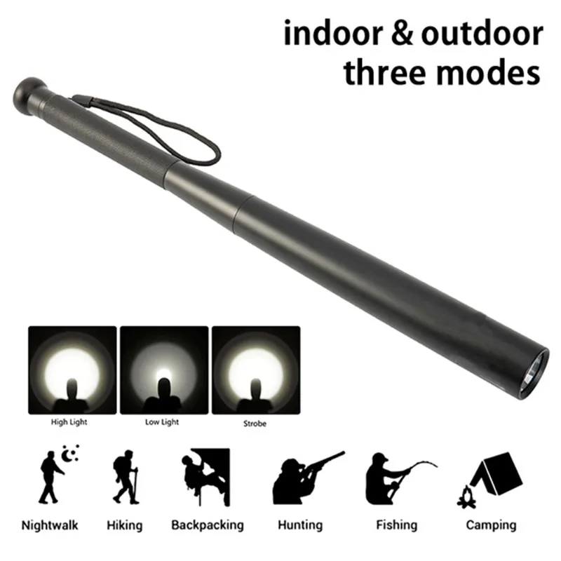 Outdoor Camping Adventure Essential Lighting Flashlight Baseball Bat Flashlight Self-defense Aluminum Alloy Strong Light