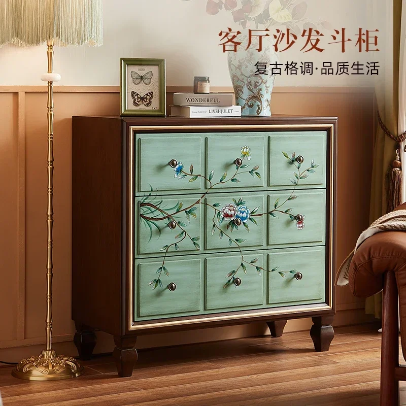 

Американское окрашенное ведро из цельного дерева в стиле ретро, гостиная, диван, боковой шкаф для телевизора, шкаф для хранения в спальне