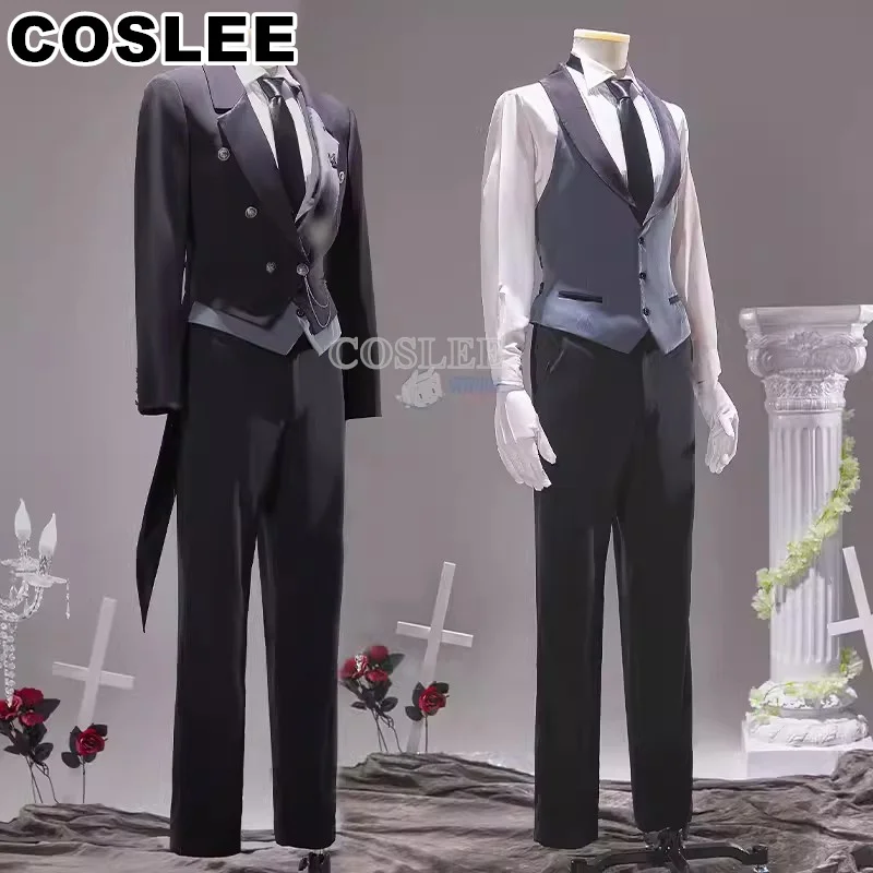 COSLEE Anime Black Butler Sebastian Cosplay Costume Tailcoat Handsome Uniform Suit Halloween Party Outfit Men Role Play Clothing