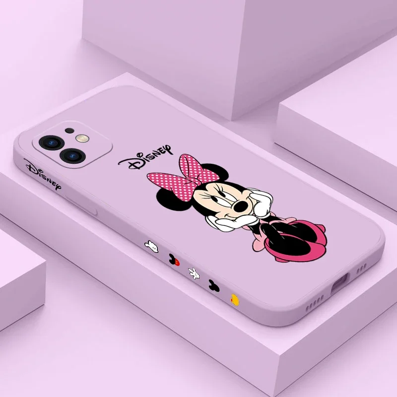 Side Print Disney Minnie Phone Case For iPhone 15 14 13 12 11 Pro Max Mini X XR XS MAX SE20 8 7 Plus Liquid Silicone Cases Cover