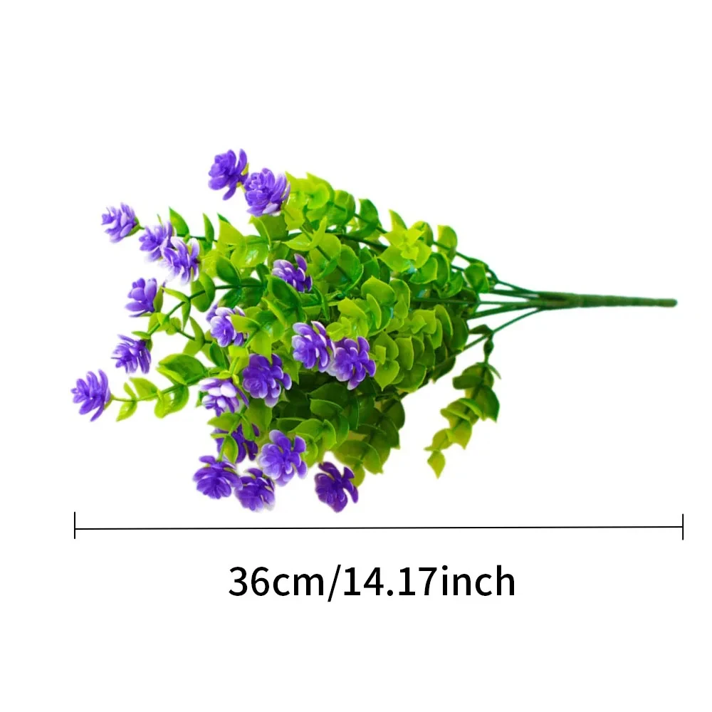 1 Bundle Artificial Flowers Outdoor UV Resistant Greenery Shrubs Plants Fake Flower for Kitchen Office Wedding Garden Decor