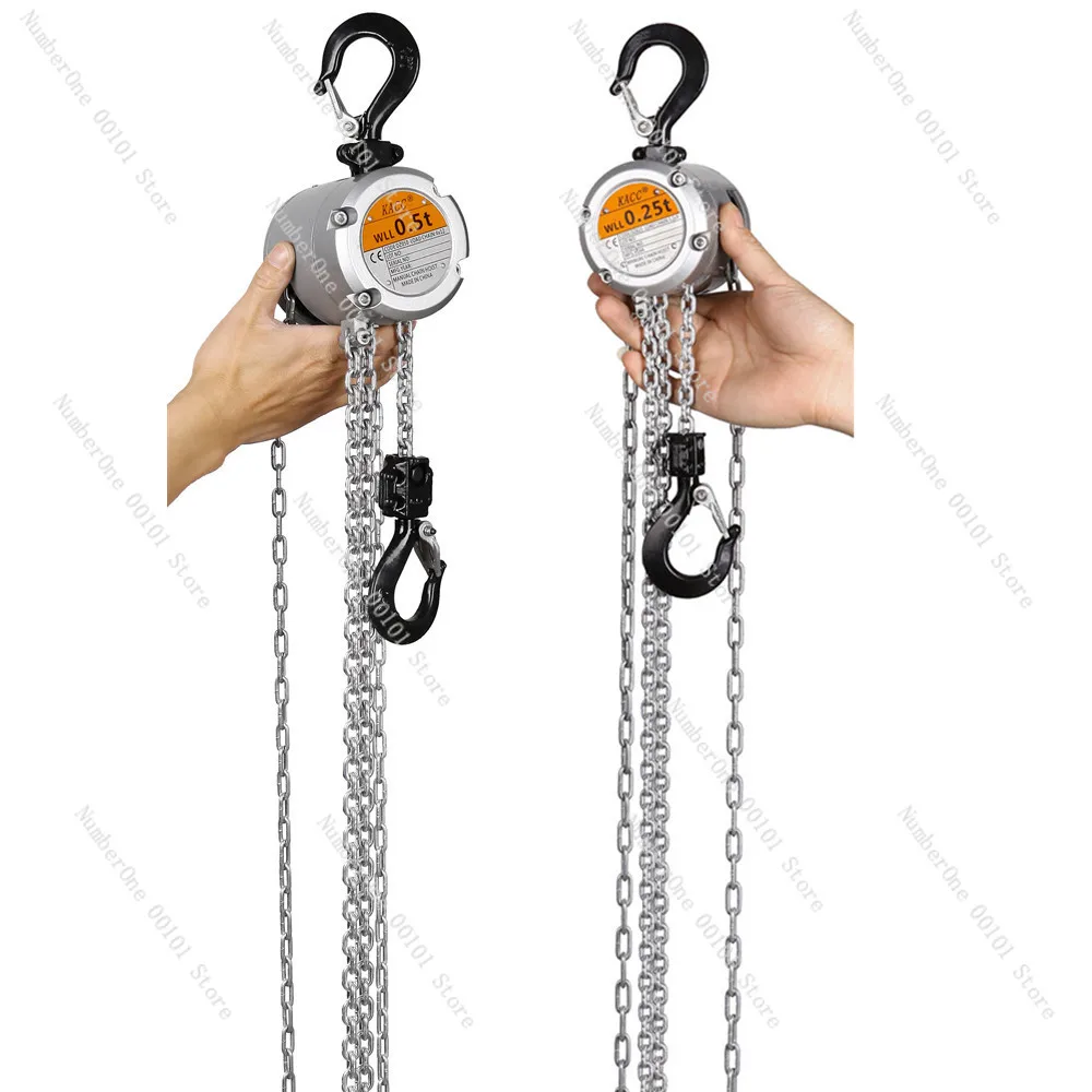 Mini Hand Chain Hoist Hook Mount 0.25/0.5 Ton Capacity 3M Lift  CE Certificate Portable Manual Lever Block Lifting