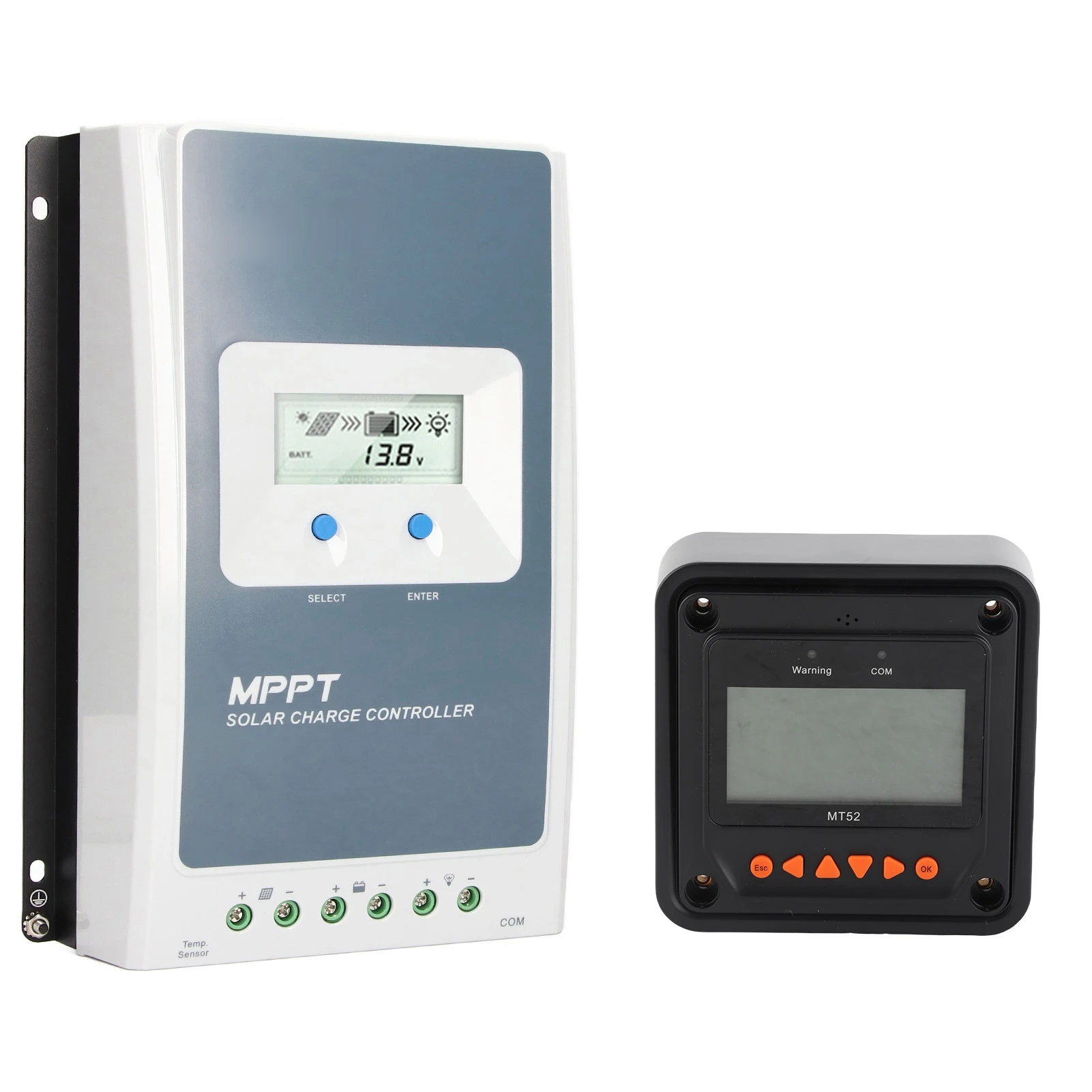 Solar Charge Controller MT52 Remote Control Header MPPT 40A 12V 24V with Temperature Probe