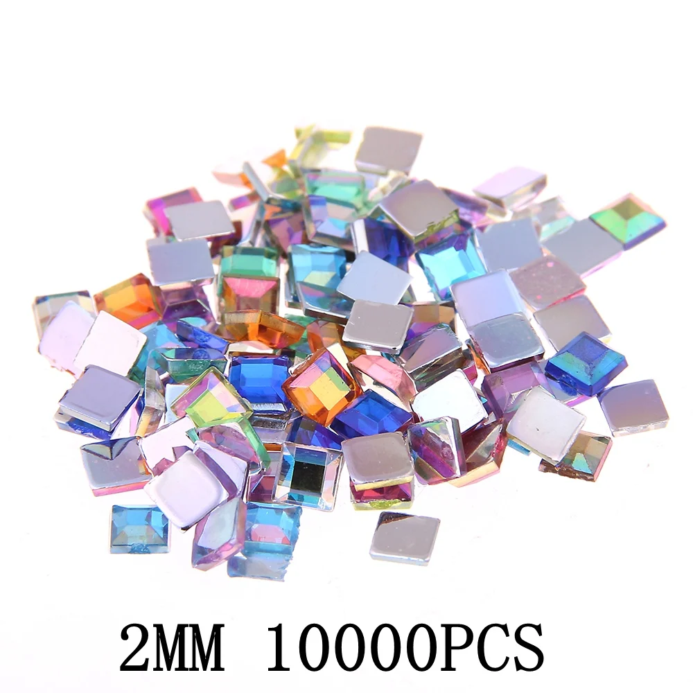 

Acrylic Rhinestones FlatBack Square 2mm 10000pcs For Crafts Scrapbooking DIY Clothes Nail Art Decoration