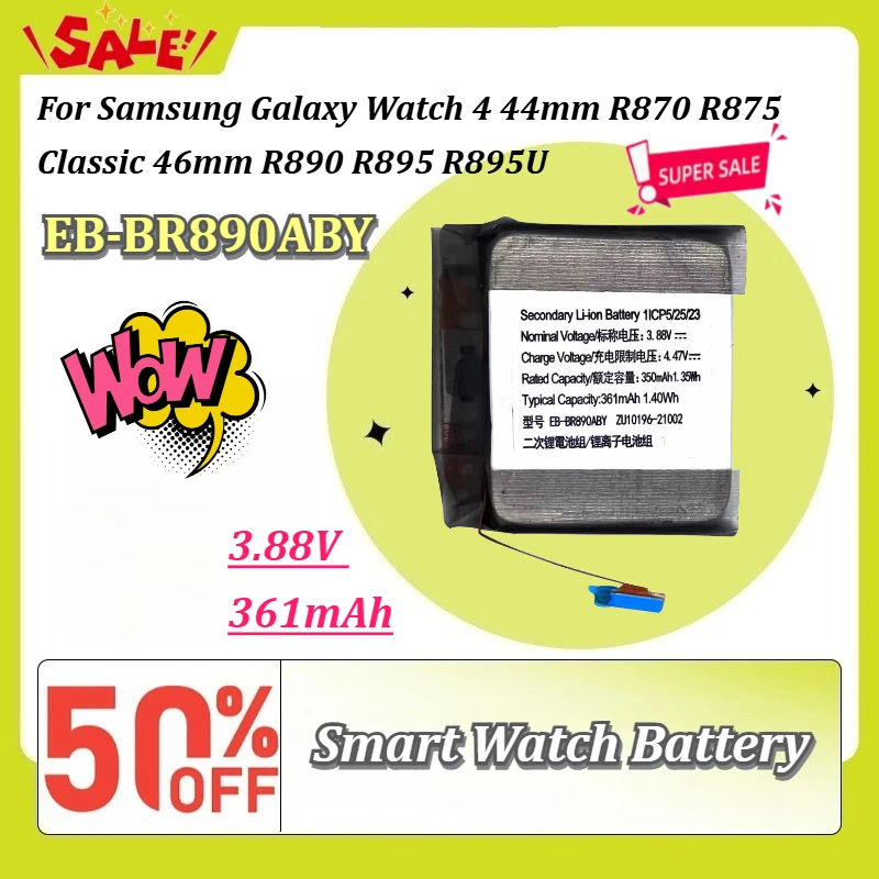EB-BR890ABY 3.88V 361mAh Rechargeable Li-Polymer Battery For Samsung Galaxy Watch 4 44mm R870 R875 Classic 46mm R890 R895 R895U