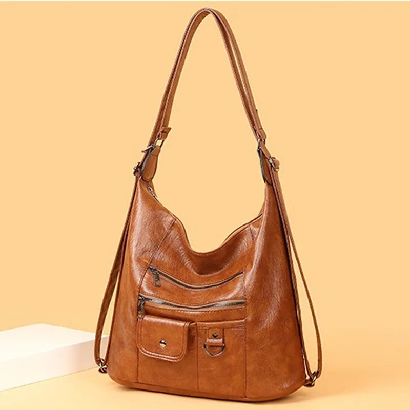 2023 Large Capacity Retro Shoulder Bag Women’s Shoulder Bag Designer Multi-functional PU Leather Simple Fashion Backpacks