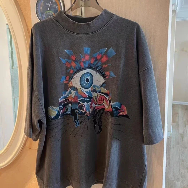 Grey HOUSE OF ERRORS T-shirts Men Woman Good Quality Chaopai Loose Casual Lovers The Eye Of Truth Printing Tops Tee