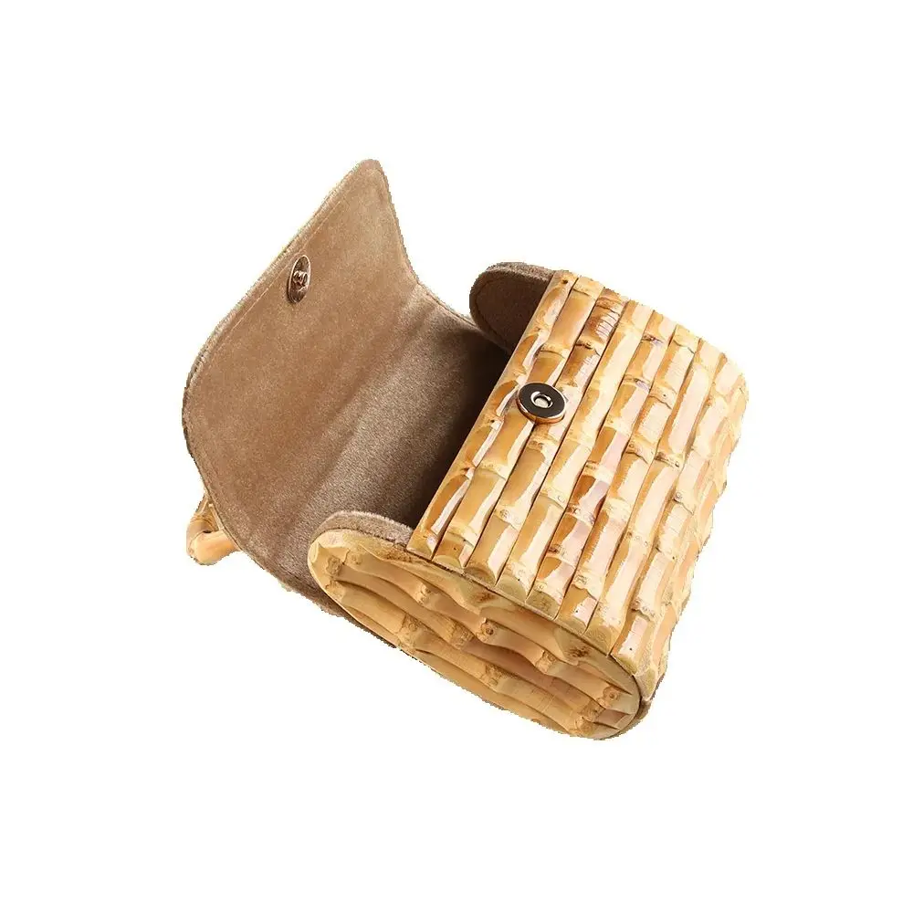 Bamboo Woven Tote Evening Bag Purse Fashion Luxury Handmade Bamboo Root Whip Weaving Handbag for Apple iPhone 13 Mobile Phone