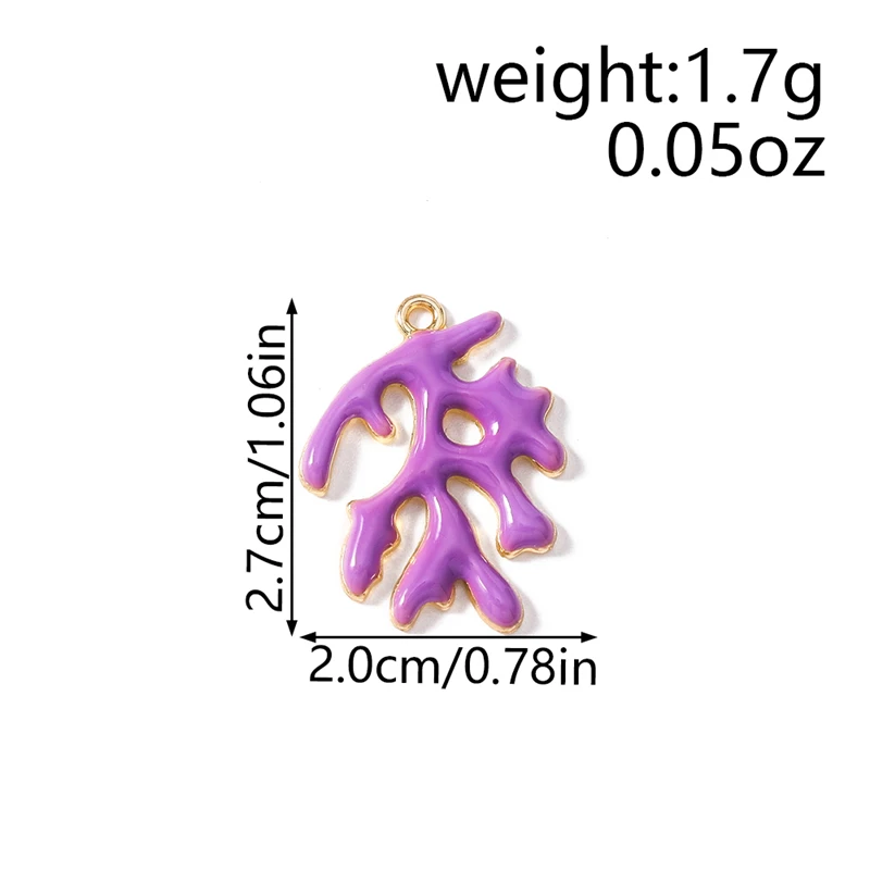 20 Stück 20 x 27 mm niedliche Emaille-Meereslebewesen-Korallen-Charms-Anhänger für Schmuckherstellung, Halskette, Ohrringe, Armband, DIY-Bastelzubehör – Detail 1