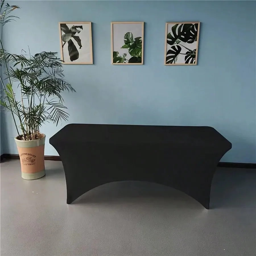 

Эластичная черная скатерть для прямоугольных столов, моющаяся, на резинке, для мероприятий