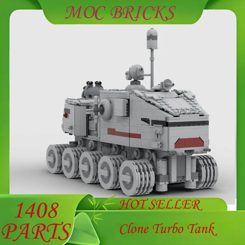 

Custom 1408PCS Clone Turbo Tank Space War Military MOC SpaceShip Battle Model Architecture DIY Education Assembly ModelToy Gifts