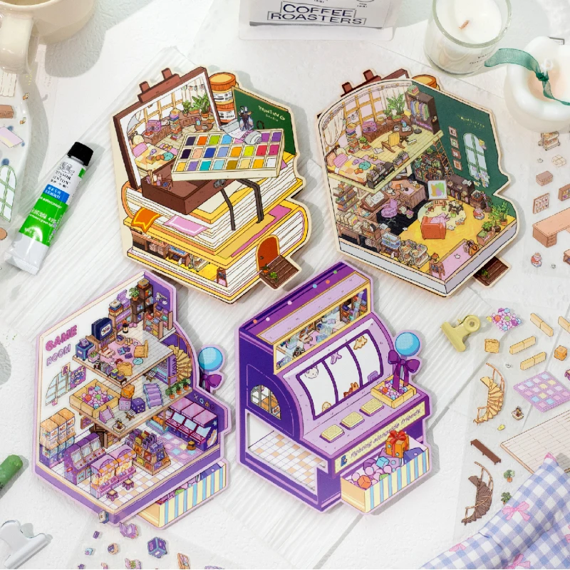 

Card Lover 3 шт. [серия Minecraft] 3D пейзажные наклейки материал милые изысканные инновационные канцелярские наклейки для журналов