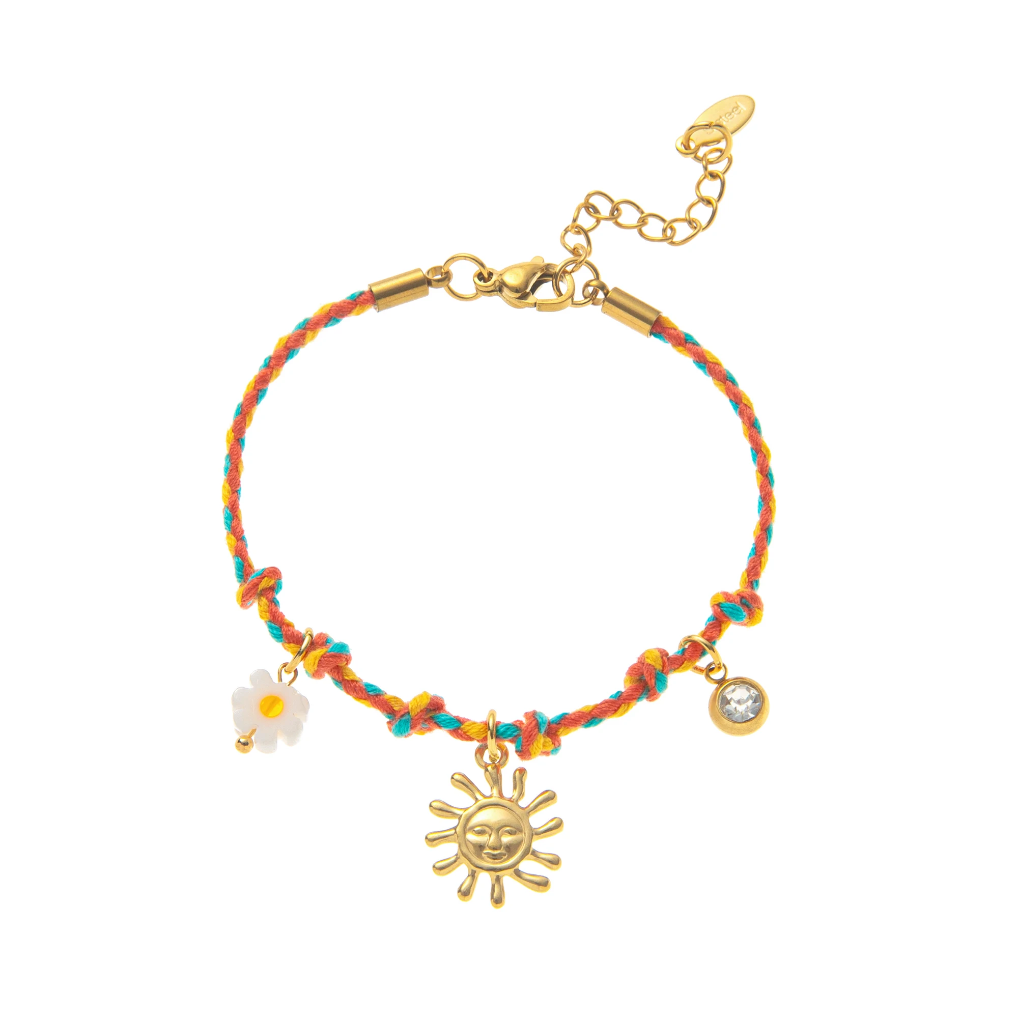 Handmade color woven rope bracelet light luxury dopamine high-end natural stone bracelet