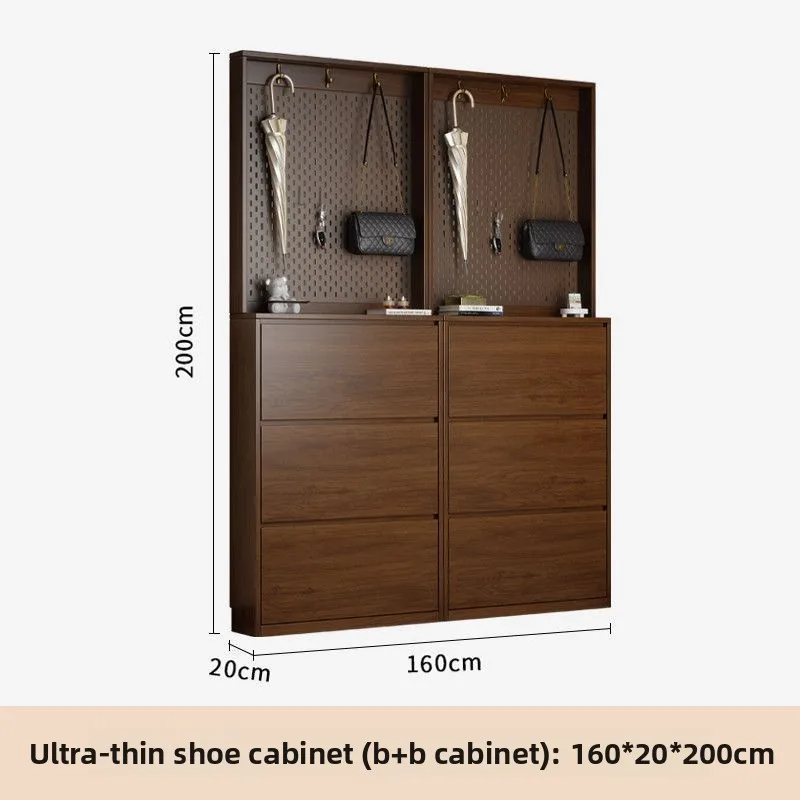 Ultra-thin tipping bucket shoe cabinet household indoor wall entry door wall storage cabinet