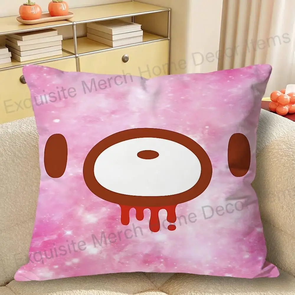 Kawaii G-Gloomys Cute Pink Bear Celebrity Merchandise All-Match Printed Pillow Case Sofa Car Office Room Decoration Protector
