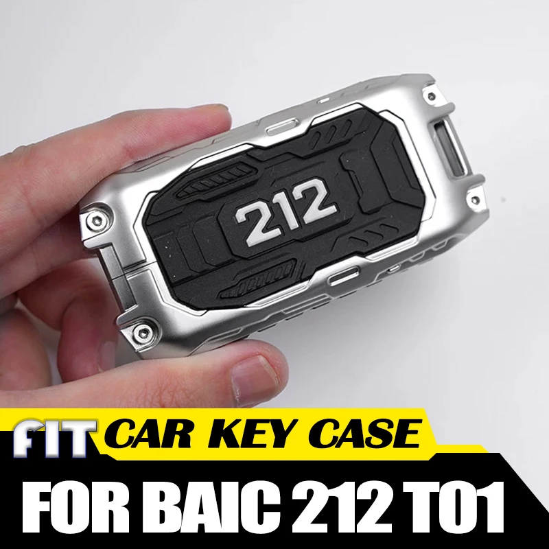 Car Zinc Alloy Key Case For BAIC 212 T01 2024 2025 Retrofit Car Key Buckle Remote Control 3D All Inclusive Protective Cover