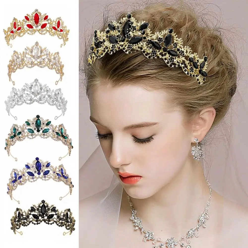 

Luxury Baroque Queen Tiaras Elegant Dazzling Bridal Princess Crown Sparkling Vintage Rhinestone Diadem Stage Performances