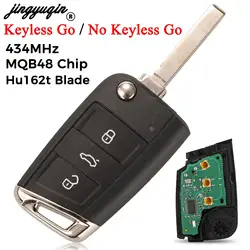 jingyuqin Keyless Go / Half Smart dla VW Seat Golf 7 MK7 Touran Polo Tiguan 434 MHz MQB48 Chip Flip Remote Car Key HU162t Blade