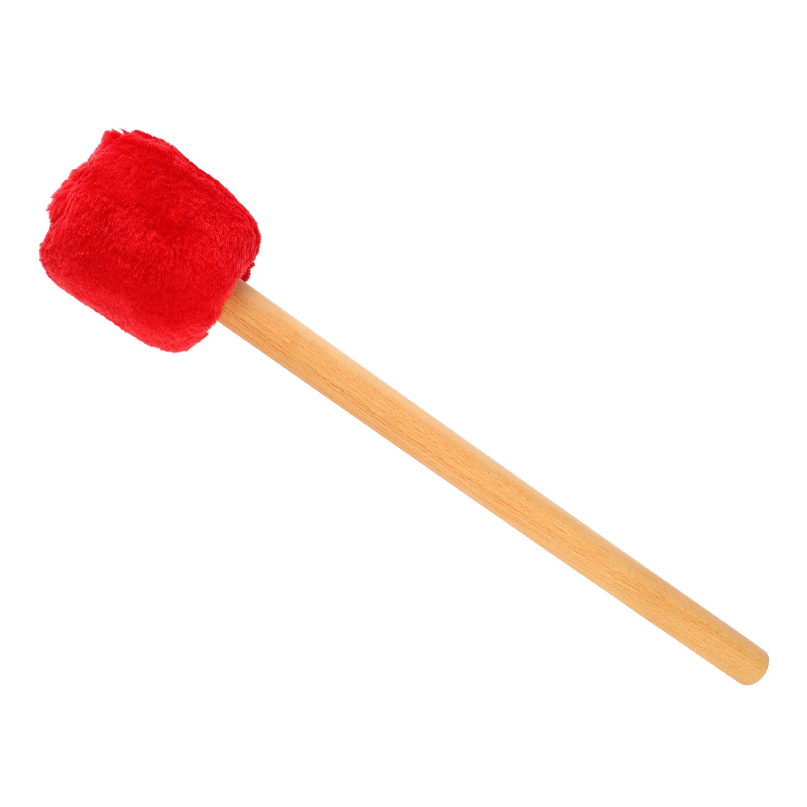 Drum Mallet Soft Felt Head Drumstick with Long Handle for Xylophone Timpani Beater Red, Beech and Plush Material, 40cm Length,