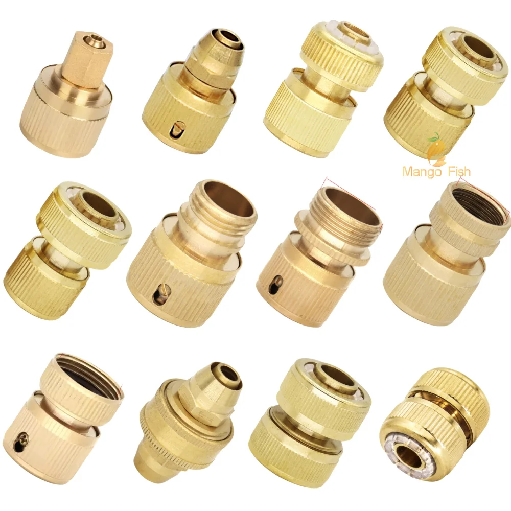 1/2\'\' 3/4\'\' 1\'\' Brass Tap Quick Connecter 16mm 20mm Copper Hose Coupling Adapter Garden Tubing Repair Watering Gun Fittings Tool