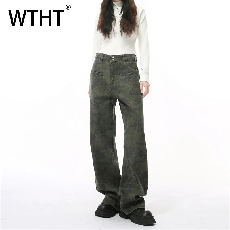 

WTHT Vintage New Men's Camouflage Pockets Loose Denim Pants Fashion 2025 Summer Wash High-waisted Wide Leg Jeans Male 2A0575
