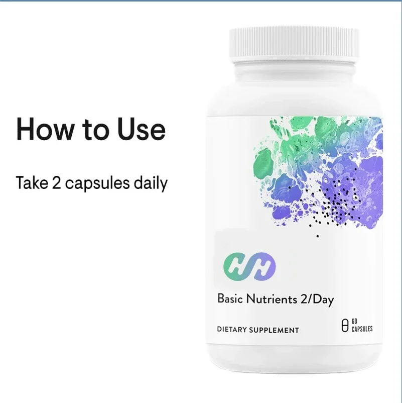 Basic Nutrients 2/day - Comprehensive Daily Multivitamins with Optimal Bioavailability Mineral Formula in 60 Capsules