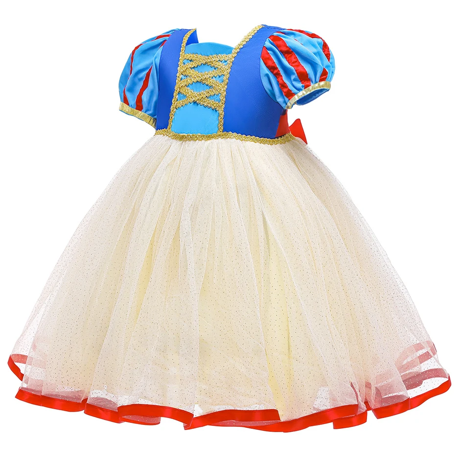 Princess Dress For Girls Snow White Cosplay Costume Puff Sleeve Kids Clothes Children Party Birthday Fancy Gown Vestidos