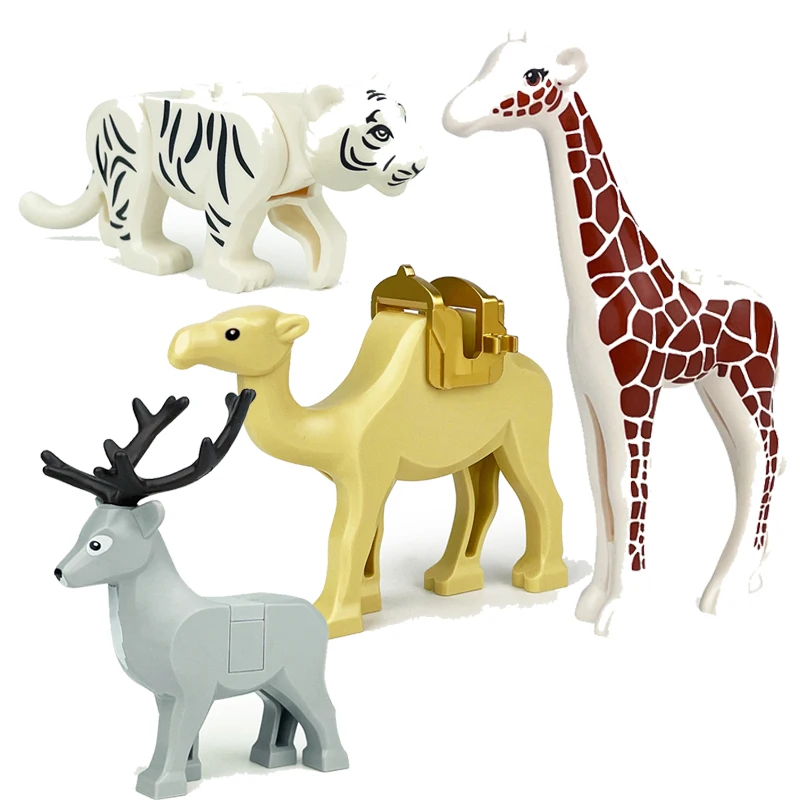 4pcs Camel Tiger Giraffe Deer Assembly Figures Decorative Statues Ornaments