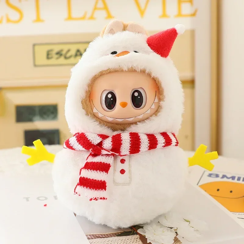17cm 라부부 옷 귀여운 미니 플러시 인형 의상 액세서리 블루 샤크 점프수트 눈사람 옷 V1v2 인형 소녀 어린이 선물