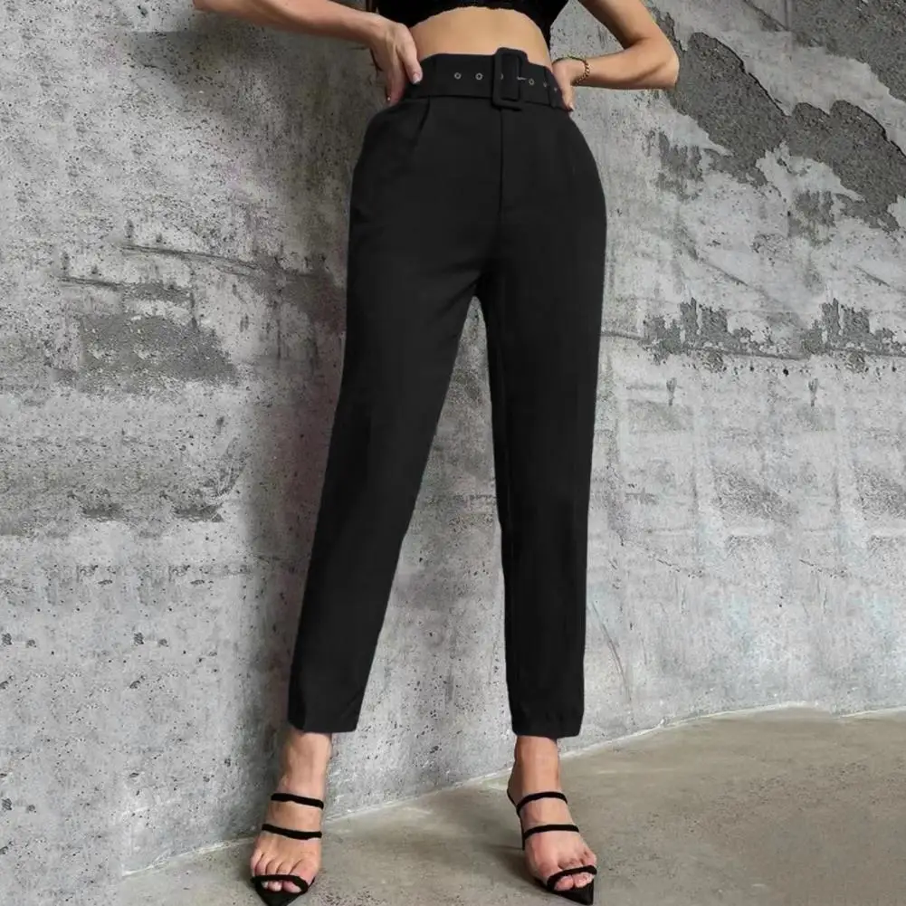 Pants Women Suit Pants Elegant High Waist Women's Suit Pants with Pockets Straight Leg Fit Trousers for Work Wear Solid Color