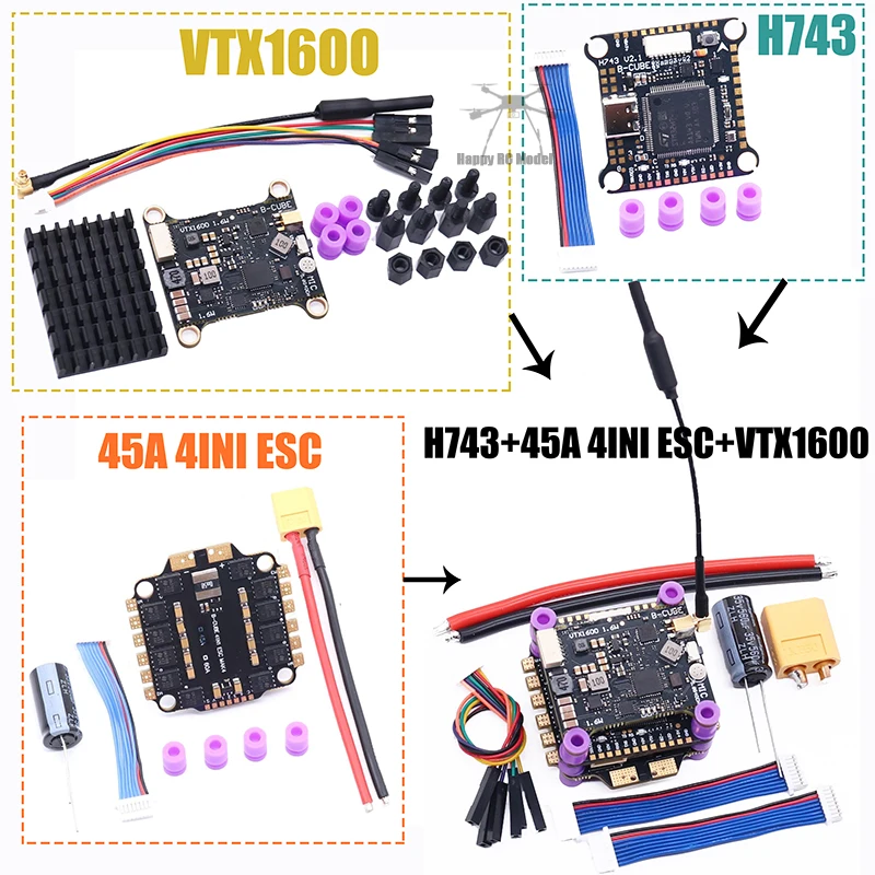 F722 F7/F745 V2 H743 Uçuş Kontrol 45A/60A 4INI ESC VTX1000 Video 1080P Kamera INAV Betaflight Uçuş Kontrol Cihazı RC Drone FPV