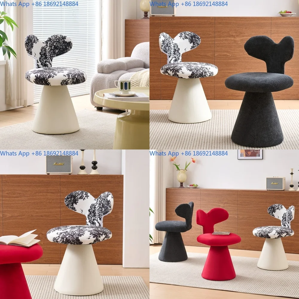 

Modern minimalist vanity chair with backrest rotating design for home bedroom beauty salon use sleek luxury style cream color