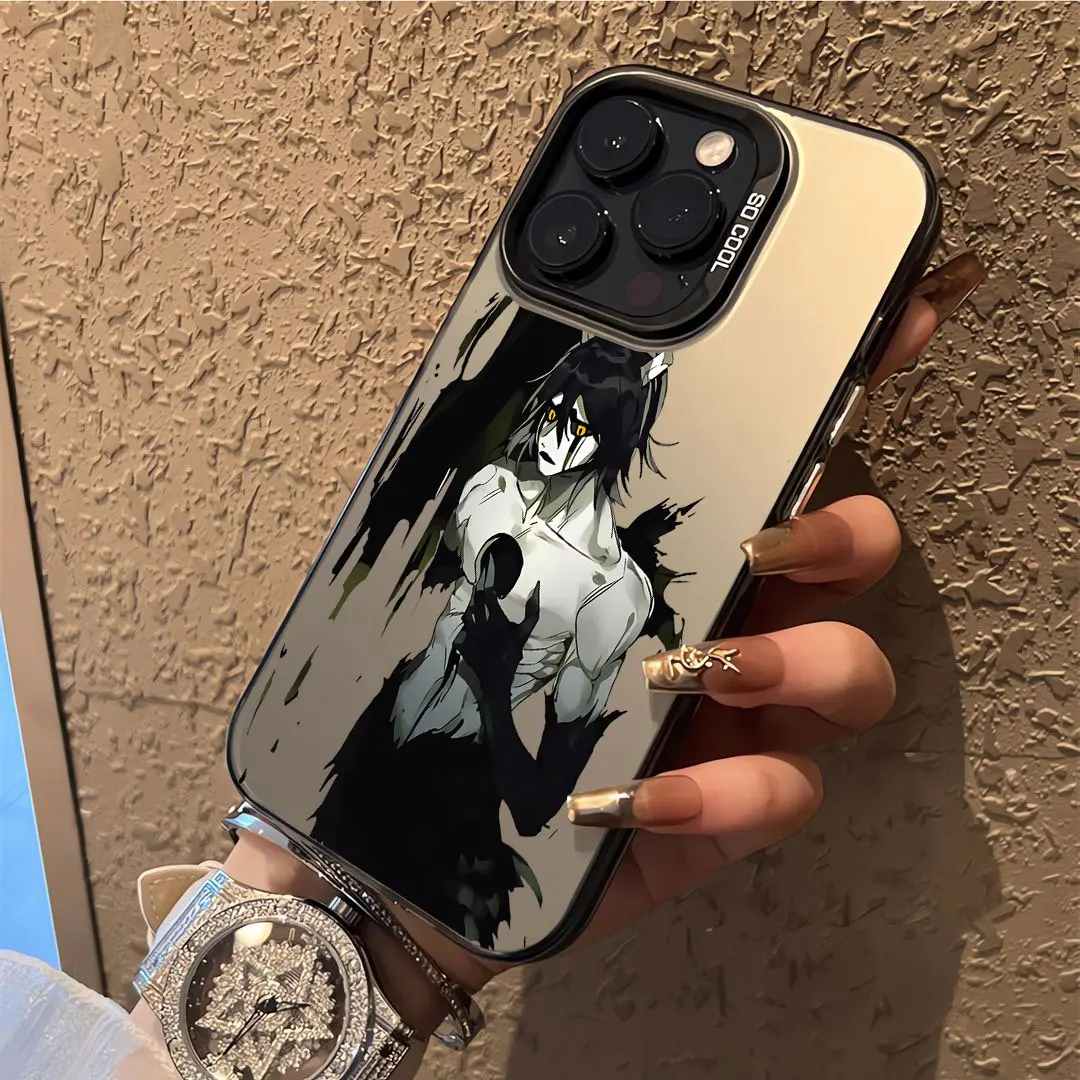 黒アニメブリーチ黒崎一護電話ケース iphone 16 15 14 13 12 11 プロ