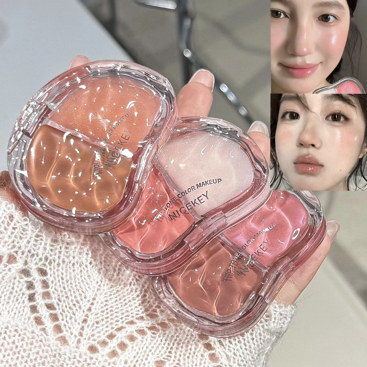 Face Blush Hydrating Shimmer Cream Nude Makeup Natural Smudge Blush Palette Cheek Tint Highlighter Contouring Blusher Cosmetics