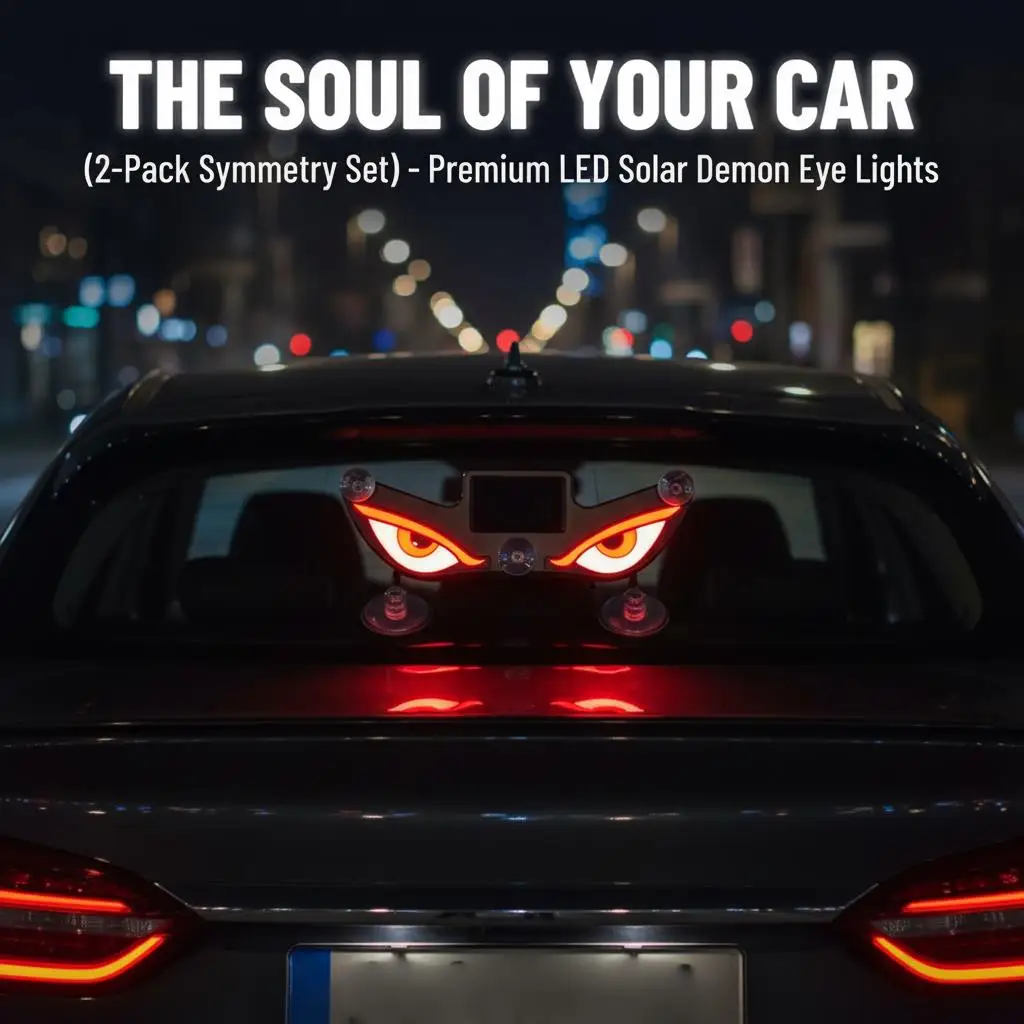 

Cool Demon Eye Ambient Light Solar Powered Breathing Neon Light Car Decoration Rear Windshield Atmosphere Lights Car Accessories