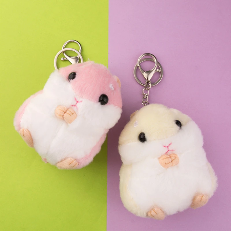 10cm Cute Plush Toys Kawaii Bag Backpack Pendant Keychain Stuffed Animals Kids Toys For Children Girl Birthday Gift Hamster Doll