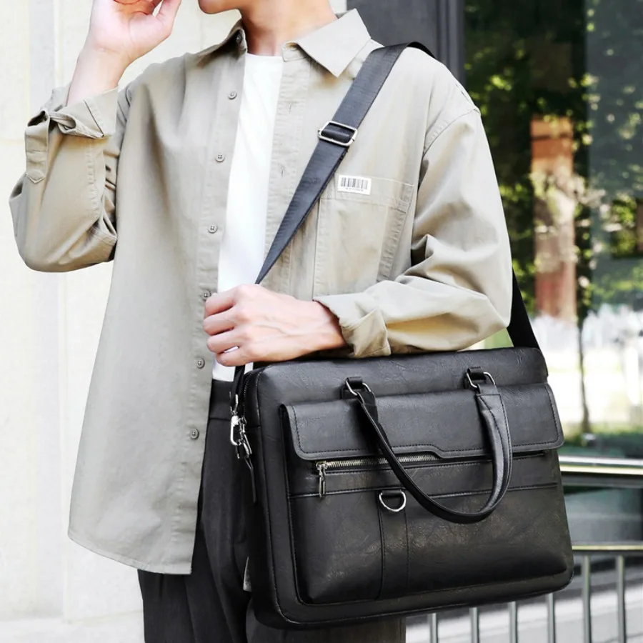 

【New style】Large capacity men's casual shoulder bag commuting briefcase computer bag handbag