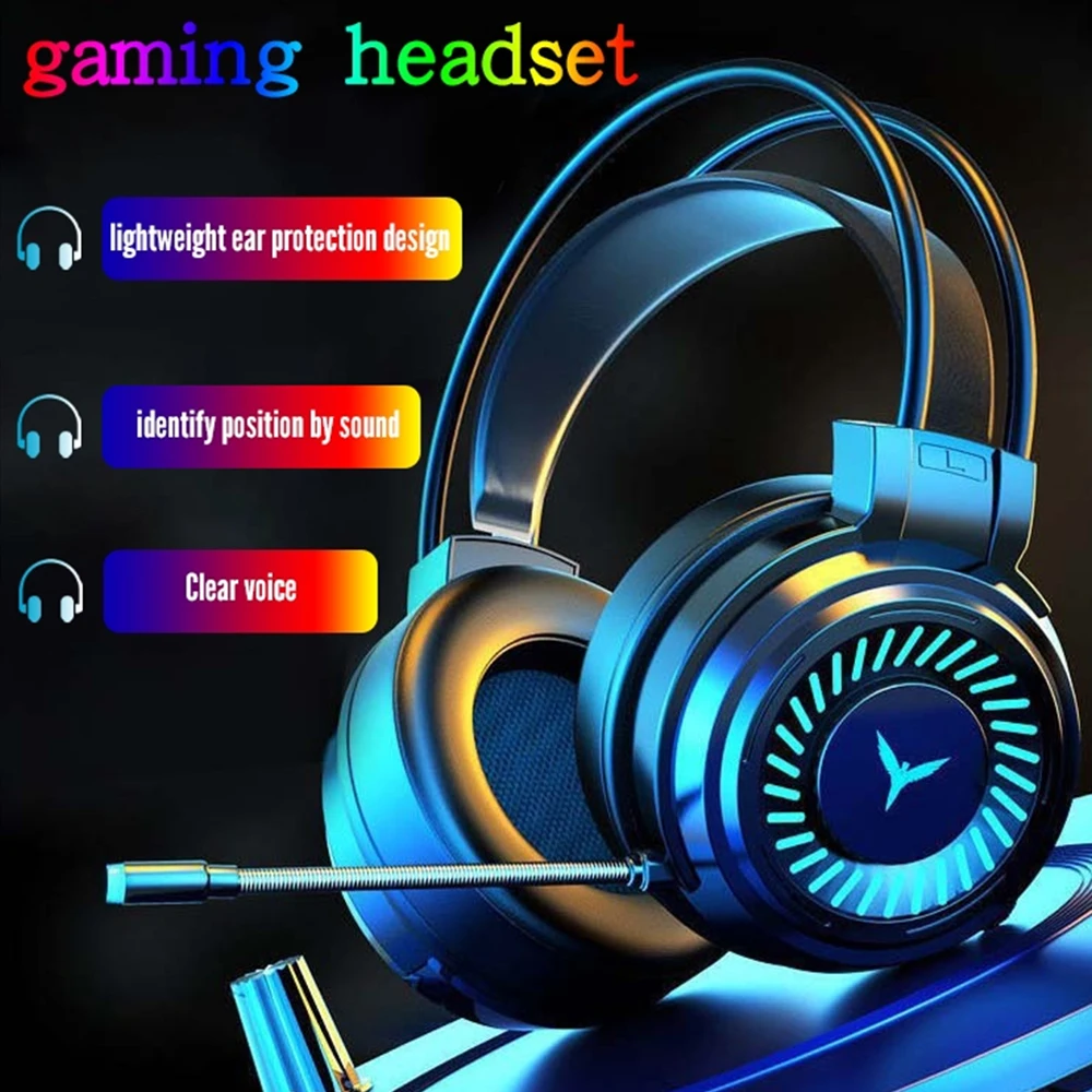 

Professional Led Light Wired Gaming Headphones With Microphone For Computer PS4 PS5 Xbox Bass Stereo PC Gaming Headset Gift