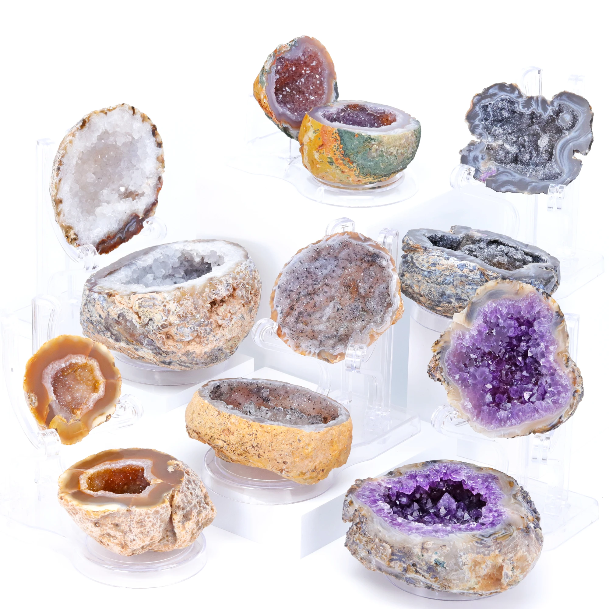 

Natural Thunder Egg Raw Ore Agate Treasure Pot Amethyst Geode Quartz Cluster Crystal Healing Specimen Home Decoration Gift