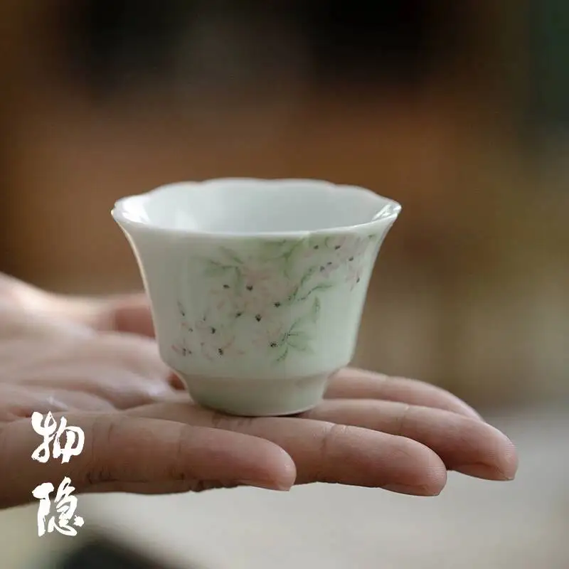 

Wuyintang chinese Retro Pastel Hand Painted Wisteria Autumn Handmade Kung Fu Tea Set Master Tasting Cup