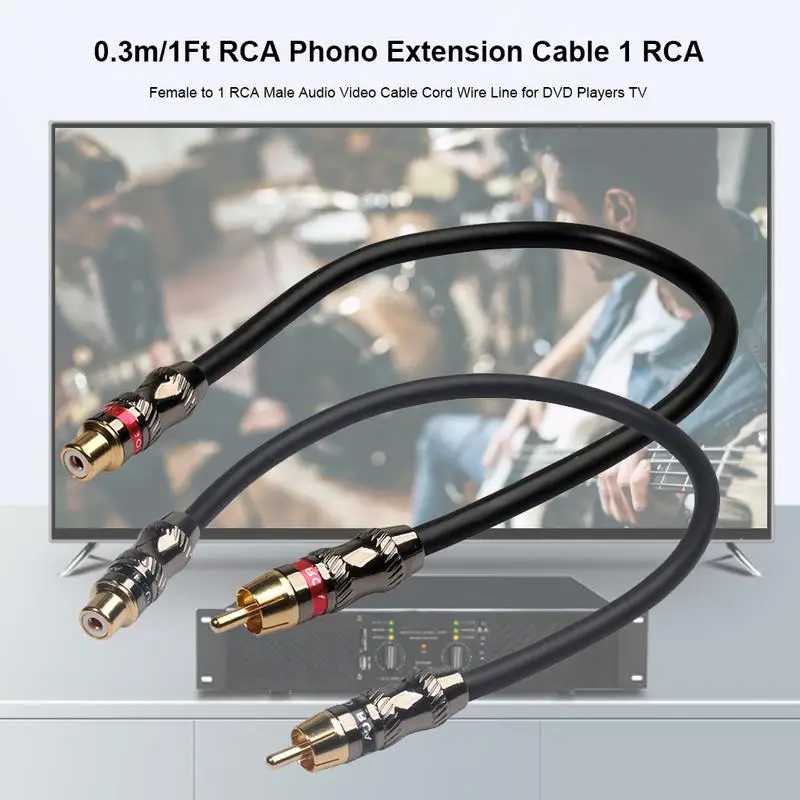 1 Feet RCA Adapter Audio Stereo Cable Hi-fi Sound Cable Extension for Tv to Surround Sound CDs Player to Amplifier