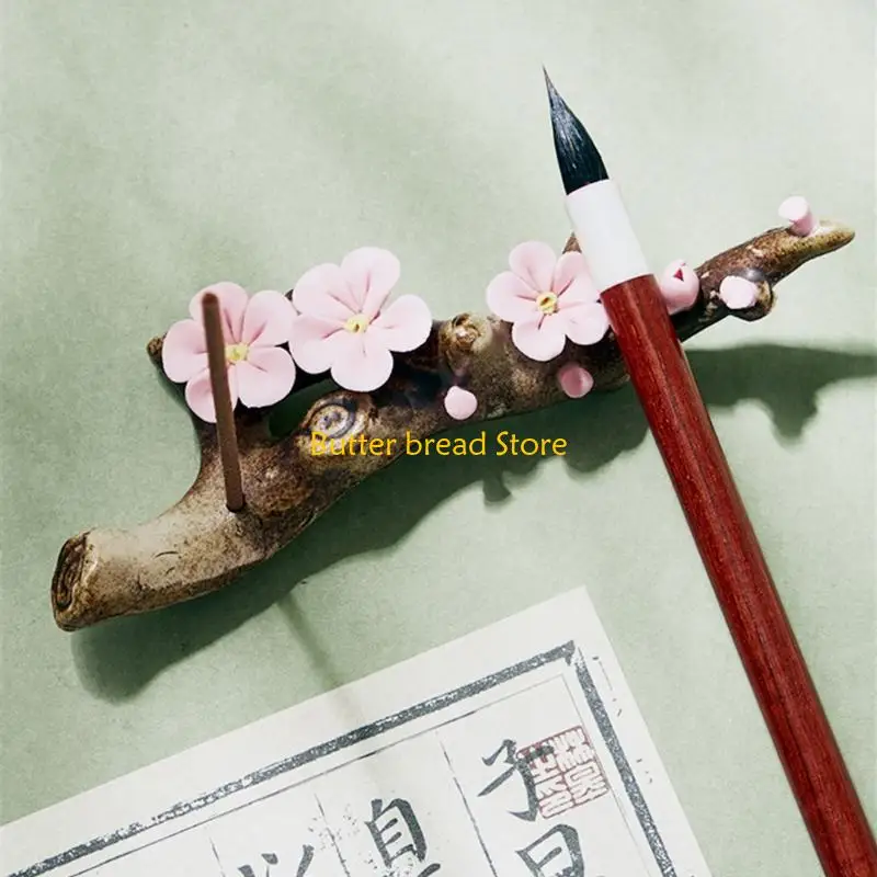 

W89C Ceramic Brush Holder Flower Brush Pen Rest Paperweight For Calligraphy Handwritting Practice Inks Painting