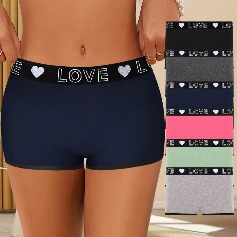 

Women's Boxer Briefs Breathable Mid-Waist Boxer Shorts Comfortable Panties Simple Letter Print Design Panties for Women New