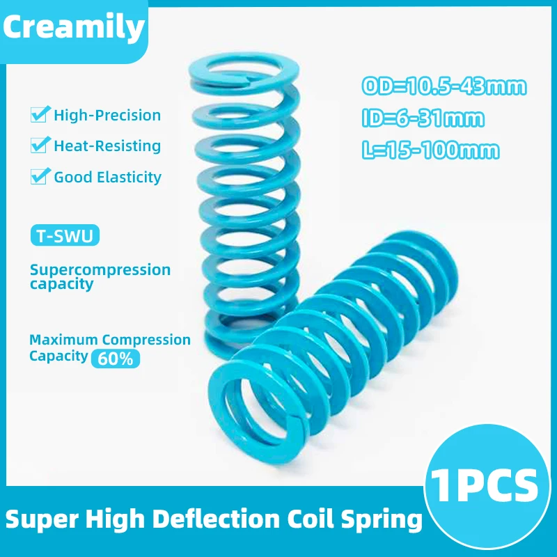 Creamily 1PCS Light-Blue Super High Deflection Coil Spring Precision Rectangular OD=10.5mm-43mm ID=6mm-31mm Length=15mm-100mm