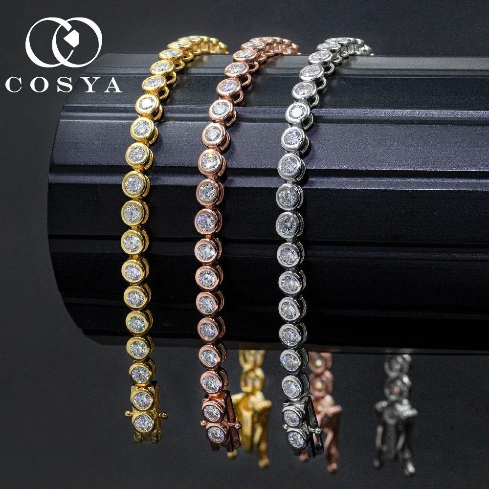 

COSYA 2-3mm Moissanite Tennis Bubble Bracelet For Women S925 Silver Plated 18K Gold Round Lab Diamond Bracelets Fine Jewelry
