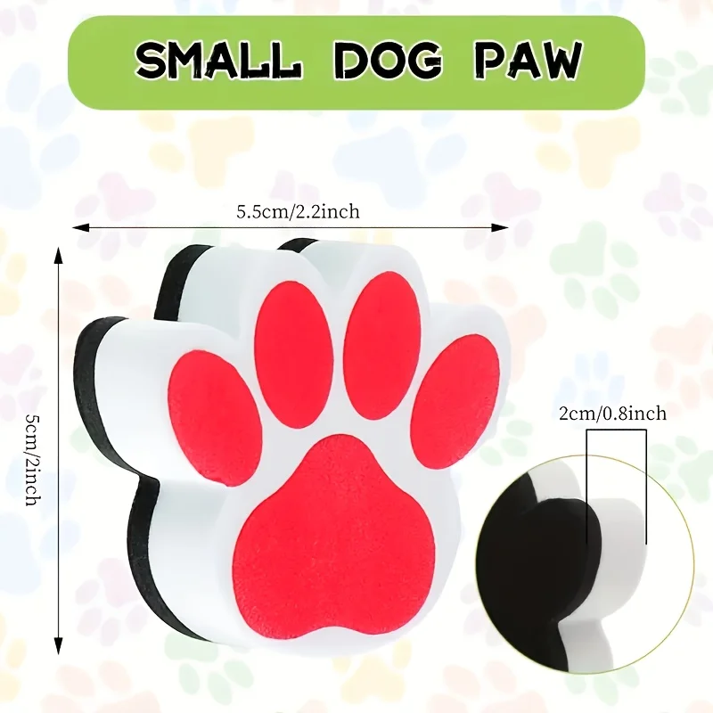 6pcs Random Color Cute Cartoon Paw-Shaped Chalk Erasers 6 Colors Combined. Magnetic Easel-Style Whiteboard Eraser